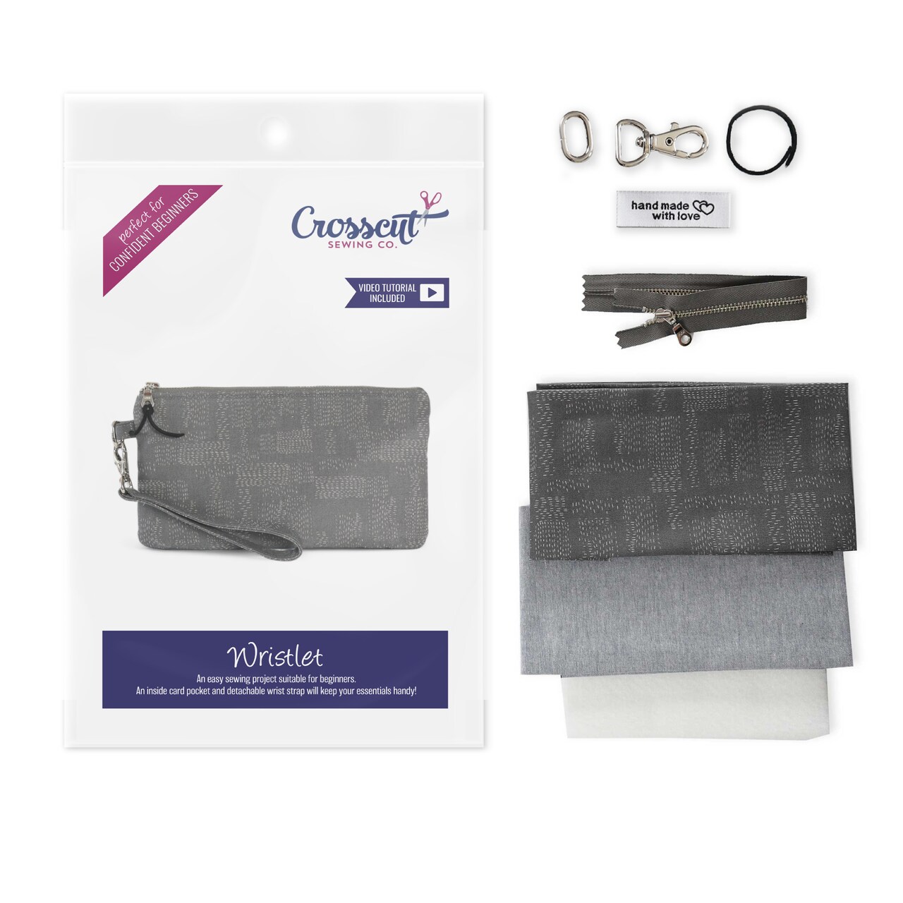 Crosscut Sewing Co.® Wristlet Sewing Kit - Beginner Sewing Project Kit